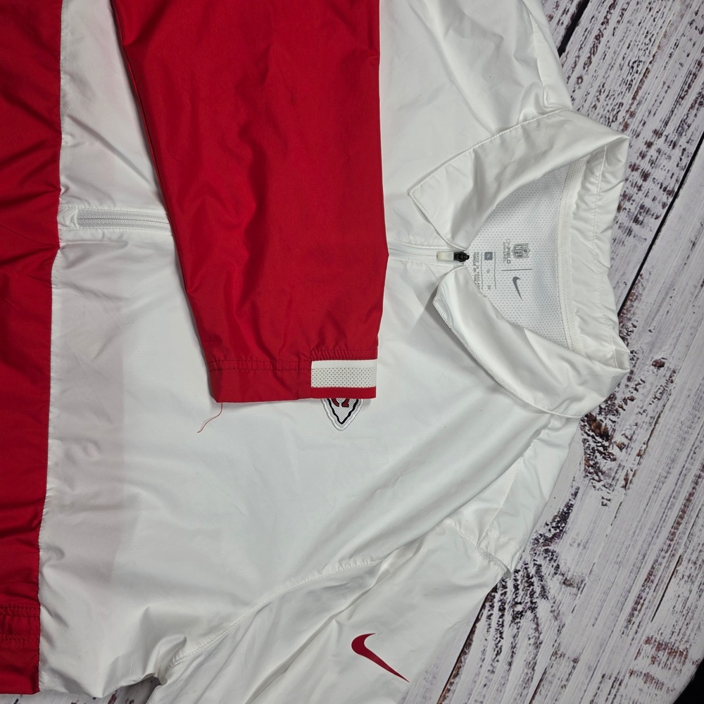 Nike Windbreaker Mens XL White Red Kansas City Chiefs NFL Quarter Zip Jacket